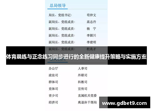 体育晨练与正念练习同步进行的全新健康提升策略与实施方案